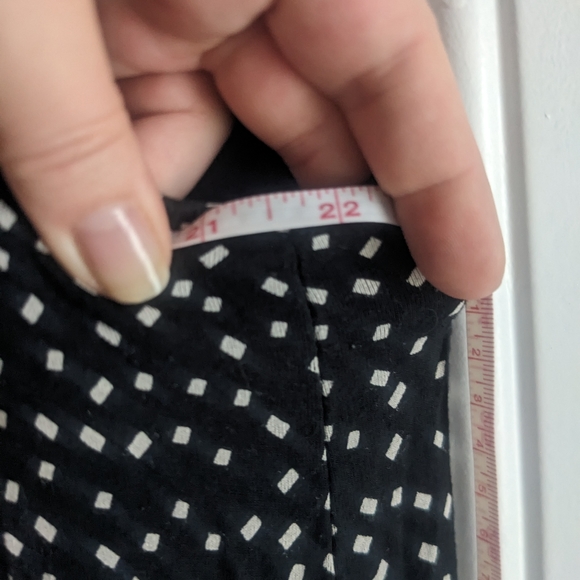 Black with white dots, ruffled chest loft shirt - Picture 3 of 4